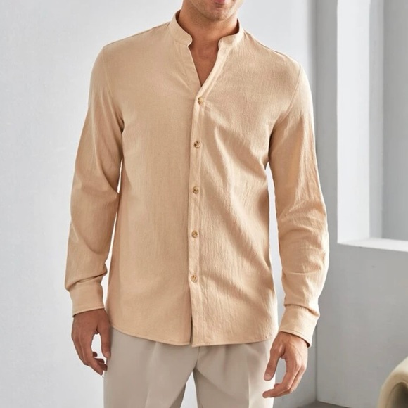 Men Solid Button Up Shirt - Picture 1 of 3
